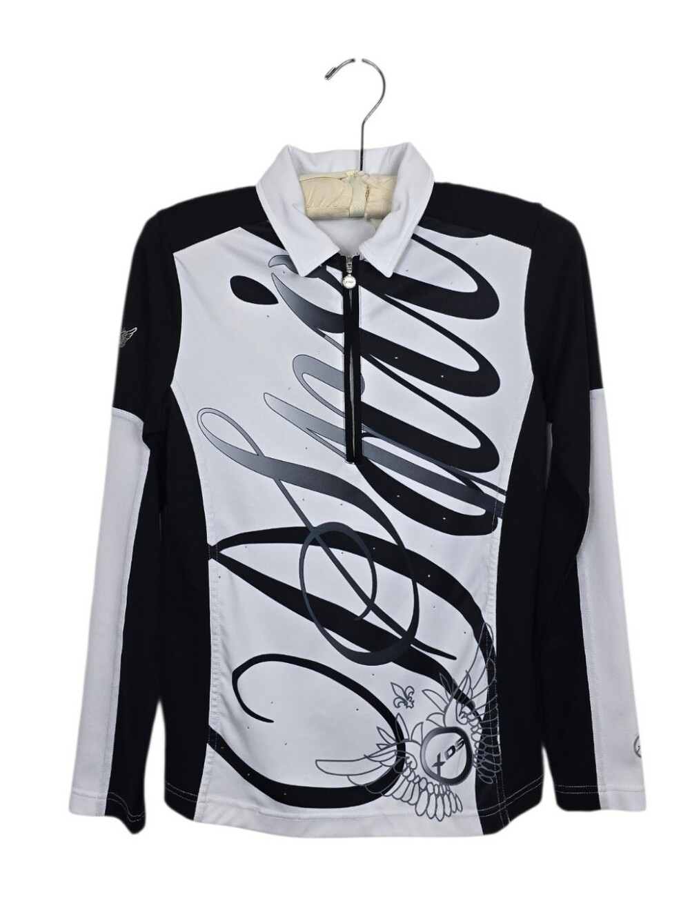 Daily Sports XDS Rhinestone Half Zip Golf Pullover Black White S